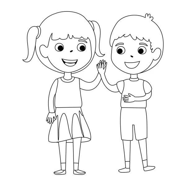 Little kids couple characters — Stock Vector