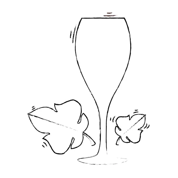 Tasse à vin avec cadre de feuilles — Image vectorielle