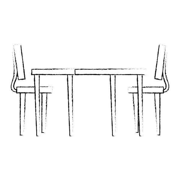 Meja kayu dengan kursi - Stok Vektor