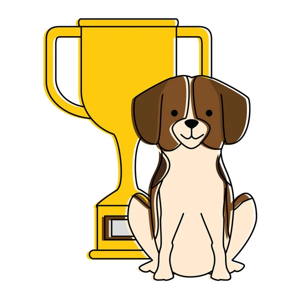 Schattige hond met trofee karakter — Stockvector