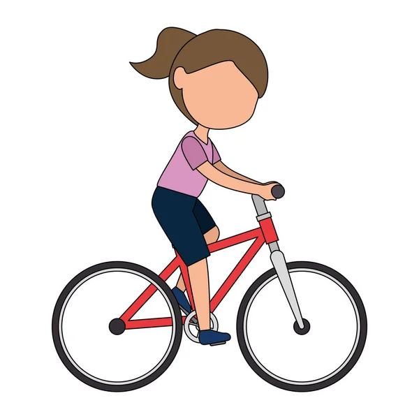 Klein meisje paardrijden een fiets karakter — Stockvector