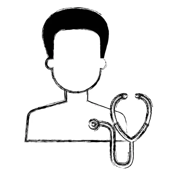 Person shirtless with stethoscope avatar character — Stock Vector