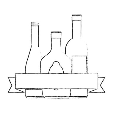 şarap şişeleri ve kurdele