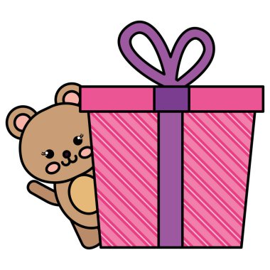 ayı kawaii karakteri ile giftbox mevcut