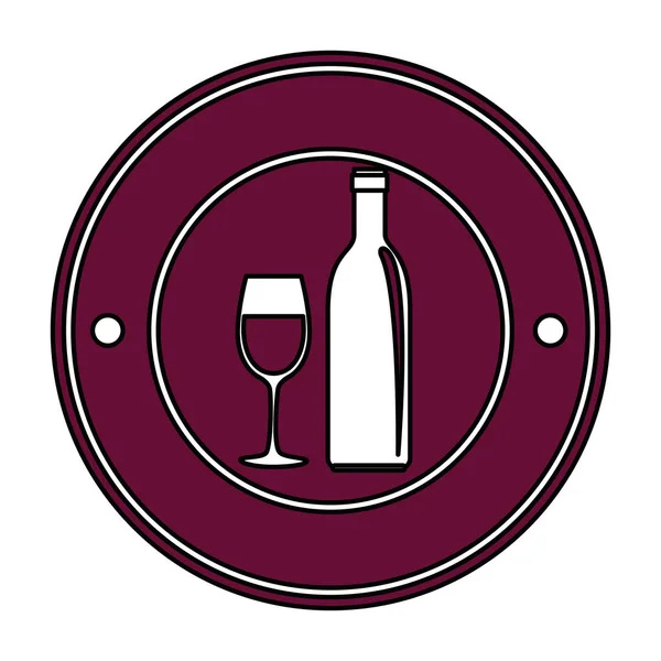 Şarap şişesi ve fincan mühür damgası — Stok Vektör