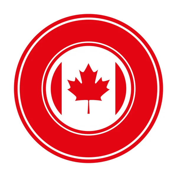 Ícone emblema bandeira canadense — Vetor de Stock