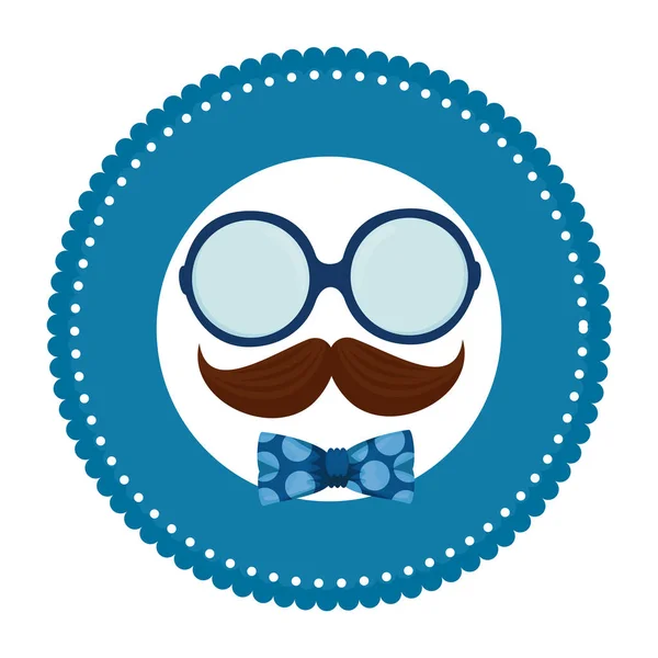 Glasses and mustache with bowtie hipster style — Stock Vector