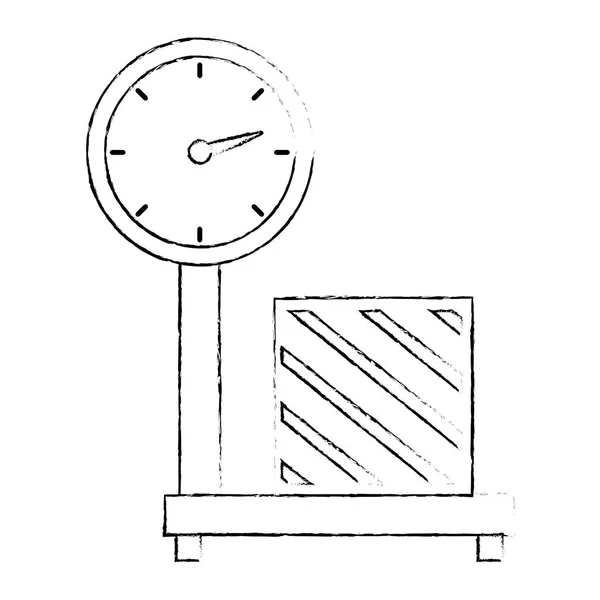 Peso de medida de escala con servicio de entrega de caja — Vector de stock