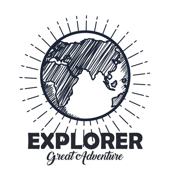 Explorador planeta tierra aventura viaje — Archivo Imágenes Vectoriales