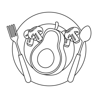 mantar vejetaryen gıda ile taze avokado yemek