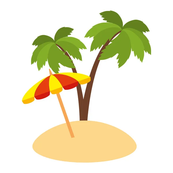 Umbrella beach with palms — Stock Vector