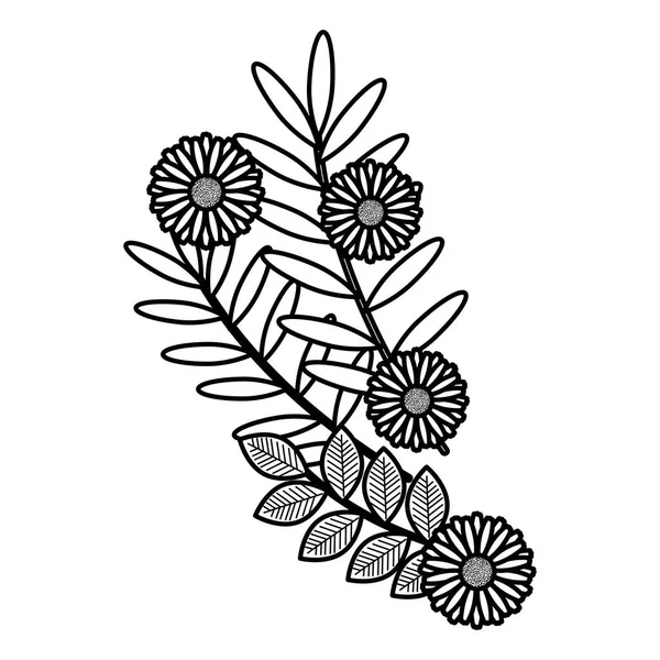 花し、装飾的な庭の葉 — ストックベクタ