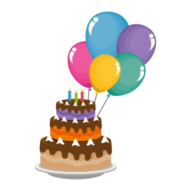 mumlar ve balonlar helyum ile lezzetli pasta