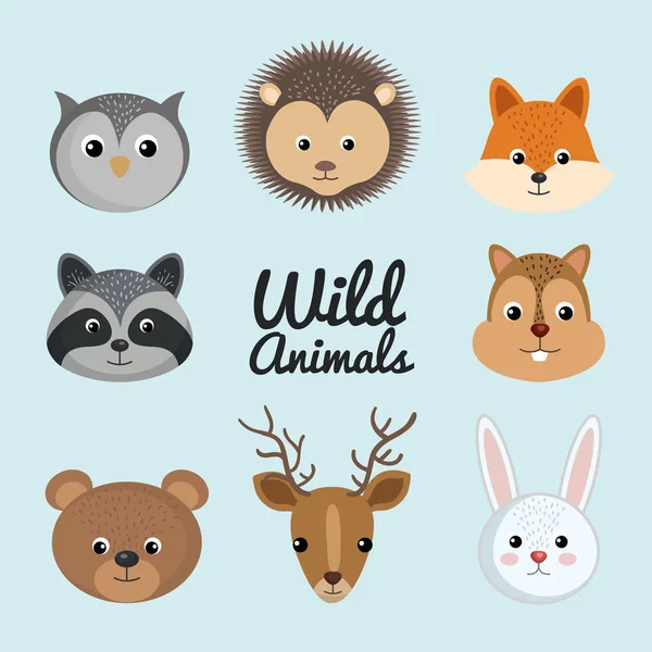 かわいい野生動物の自然の動物セット画像 — ストックベクタ