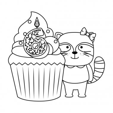 mum numarası altı ve rakun ile tatlı cupcake