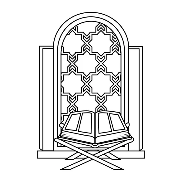 Священная книга с иконой окна храма — стоковый вектор