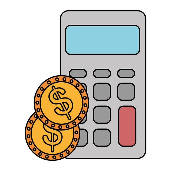 Calculator math met munten — Stockvector