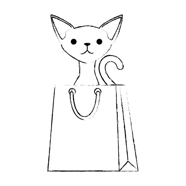 ショッピングバッグキャラクターでかわいい猫のマスコット — ストックベクタ