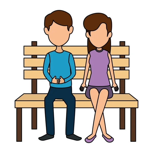 Young couple in the park chair — Stock Vector