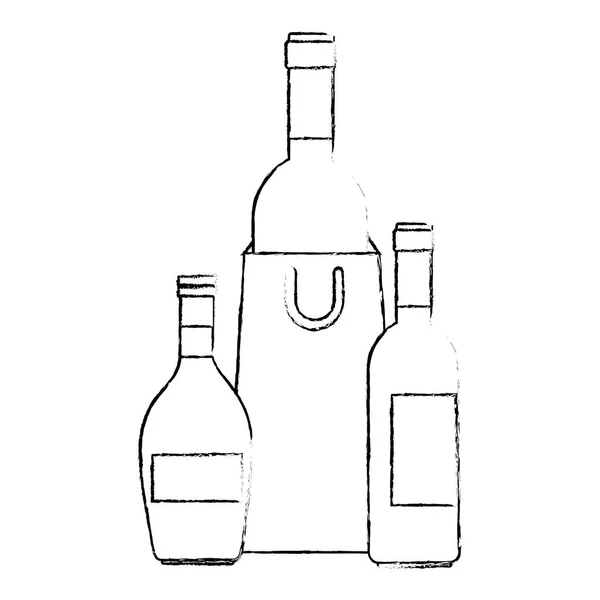 A bevásárlótáskában lévő borosüvegek — Stock Vector