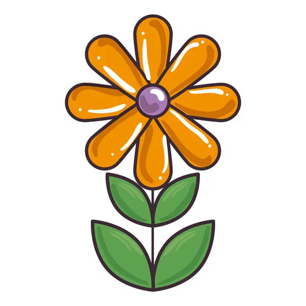 Hermosa flor de jardín con hojas — Vector de stock