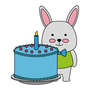 tatlı pasta karakter simgesi ile sevimli tavşan