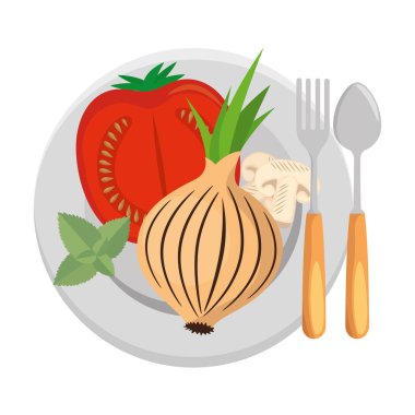 taze domates slayt ve soğan sağlıklı gıda