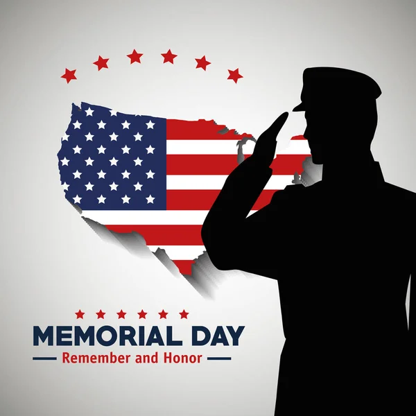 Voják s USA mapuje vlajku na pamětní den — Stockový vektor