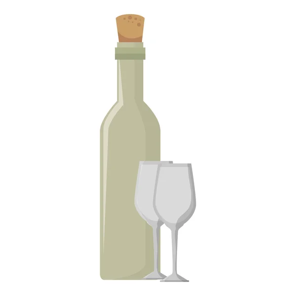 Şarap şişesi ve Kupası — Stok Vektör