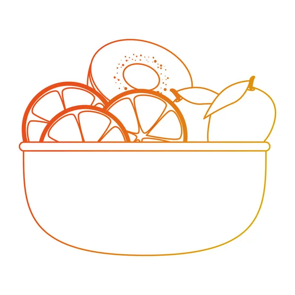 Bol avec des fruits frais aliments sains — Image vectorielle