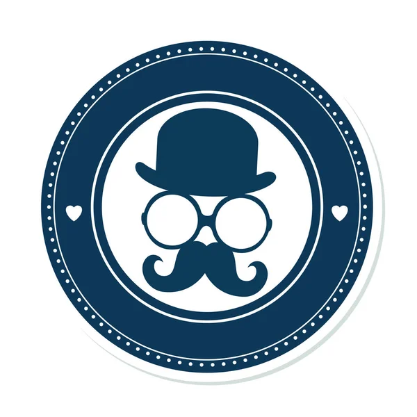 Hat with glasses and mustache seal hipster style — Stock Vector