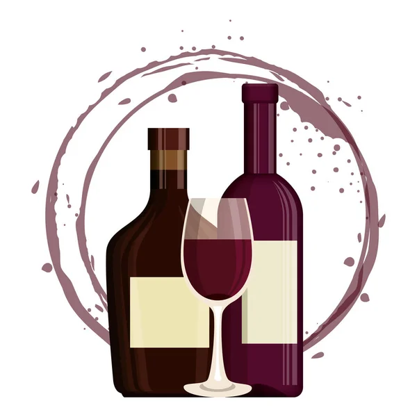Wine bottle silhouette with cup — Stock Vector