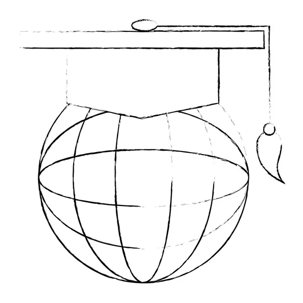 帽子の卒業と球の惑星 — ストックベクタ