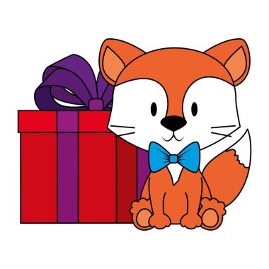 hediye ile sevimli ve sevimli tilki