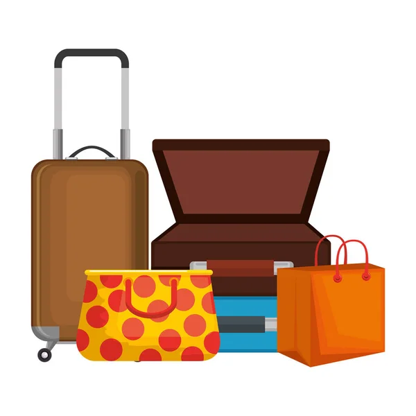 Set suitcases travel icons — Stock Vector