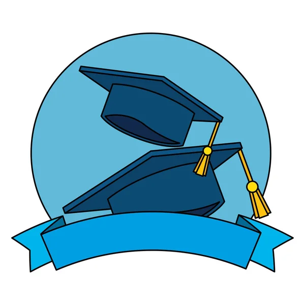 Sombreros de graduación con cinta — Vector de stock