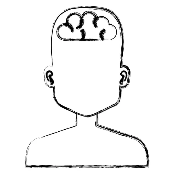 Perfil humano con cerebro — Vector de stock