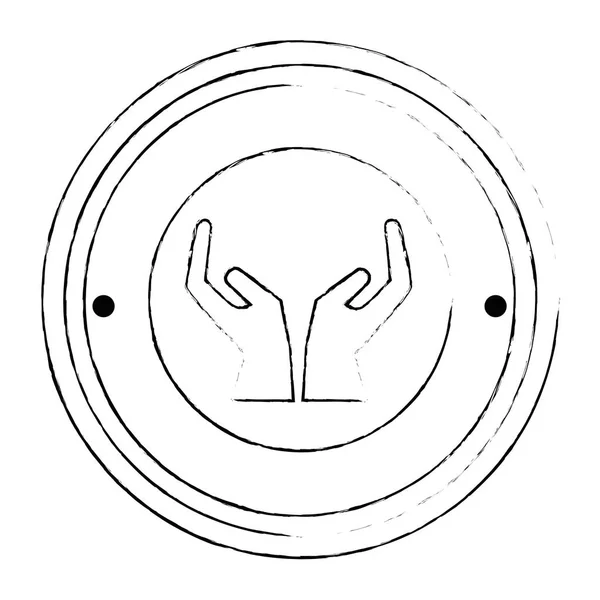 Mains protection humaine sceau timbre — Image vectorielle