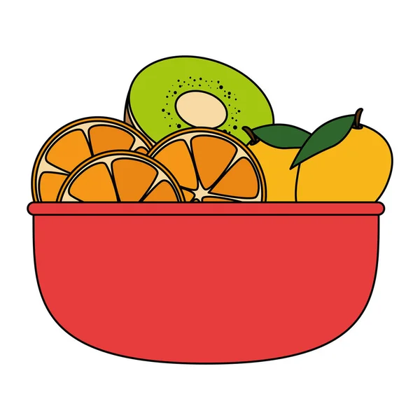 新鮮な果物の健康食品とボウル — ストックベクタ