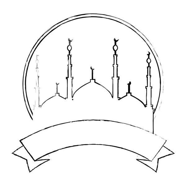 Jerusalem Temple med band Ramadan Kareem — Stock vektor