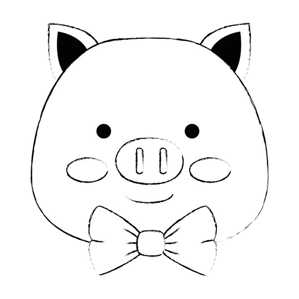 Cute pig head character icon — Stock Vector