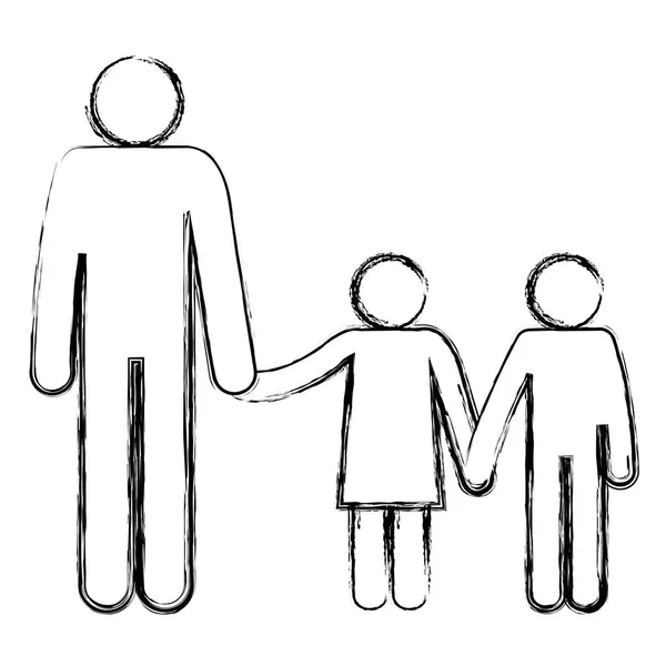 Figura pai com avatares filho e filha —  Vetores de Stock