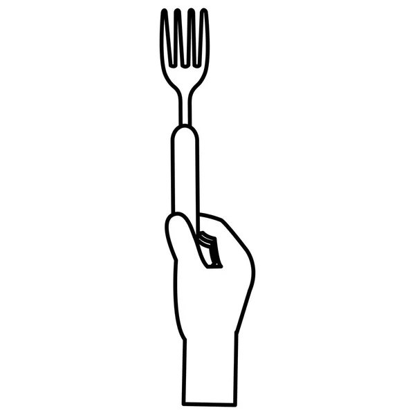 Mano con tenedor cubiertos — Vector de stock