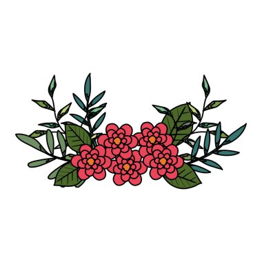 Güzel çiçekler ve yapraklar.