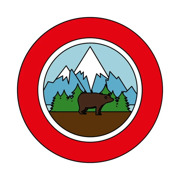 Sello de sello de oso salvaje grizzly — Vector de stock