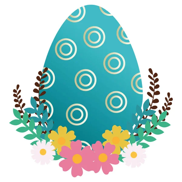 Eierbemalung Ostern mit Blumenschmuck — Stockvektor