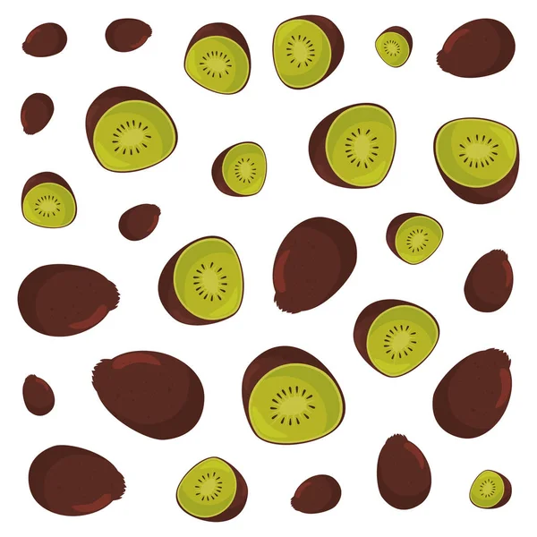 Frische Kiwi exotische Früchte Muster Hintergrund — Stockvektor