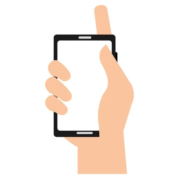 Menselijke hand met smartphoneapparaat — Stockvector