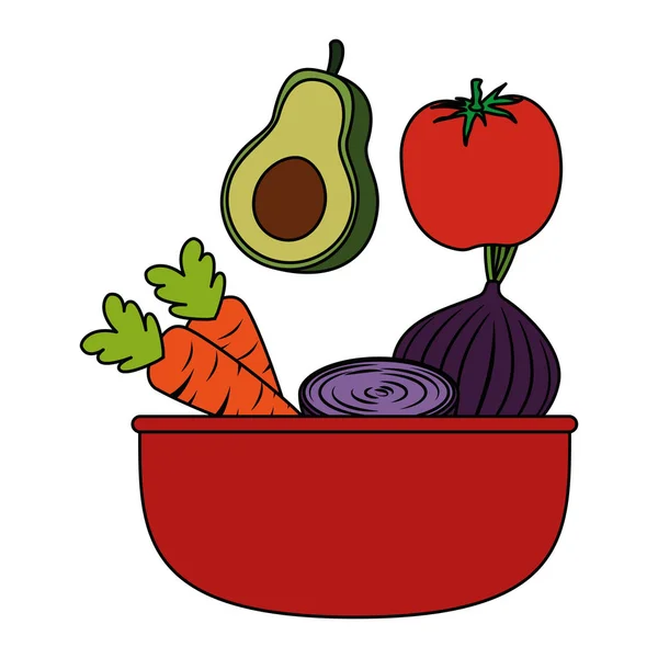 Legumes em tigela de cozinha — Vetor de Stock