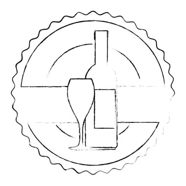 şarap şişesi ve fincan mühür damgası